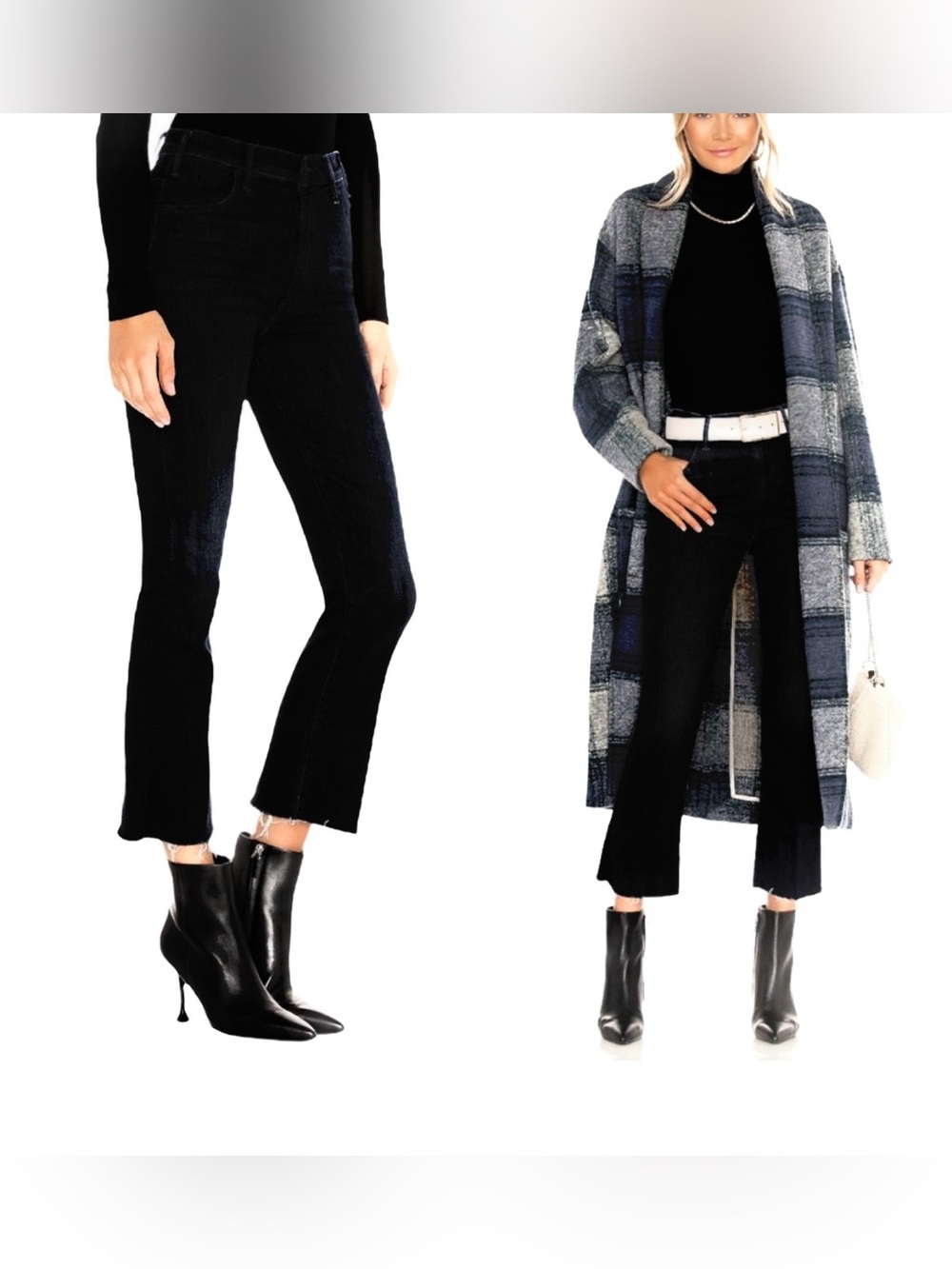 MOTHER The Hustler Ankle Fray High Rise Jeans Black Size 30